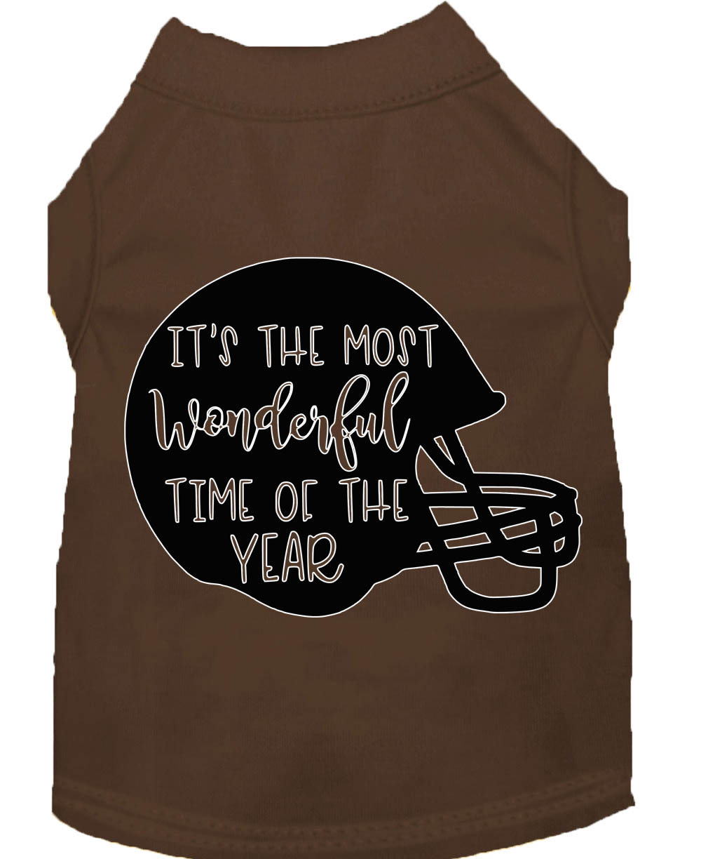 Most Wonderful Time of the Year (Football) Screen Print Dog Shirt Brown XXL